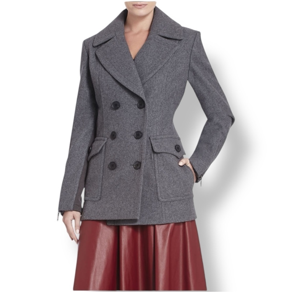 BCBGMaxAzria Charcoal Wool Blend Peacoat Jacket Size Large